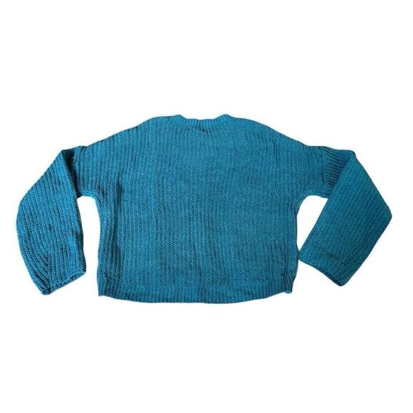 Oversized Teal Cable Knit Chunky Casual Sweater Pull Over Womens Sz Small New - Picture 2 of 7